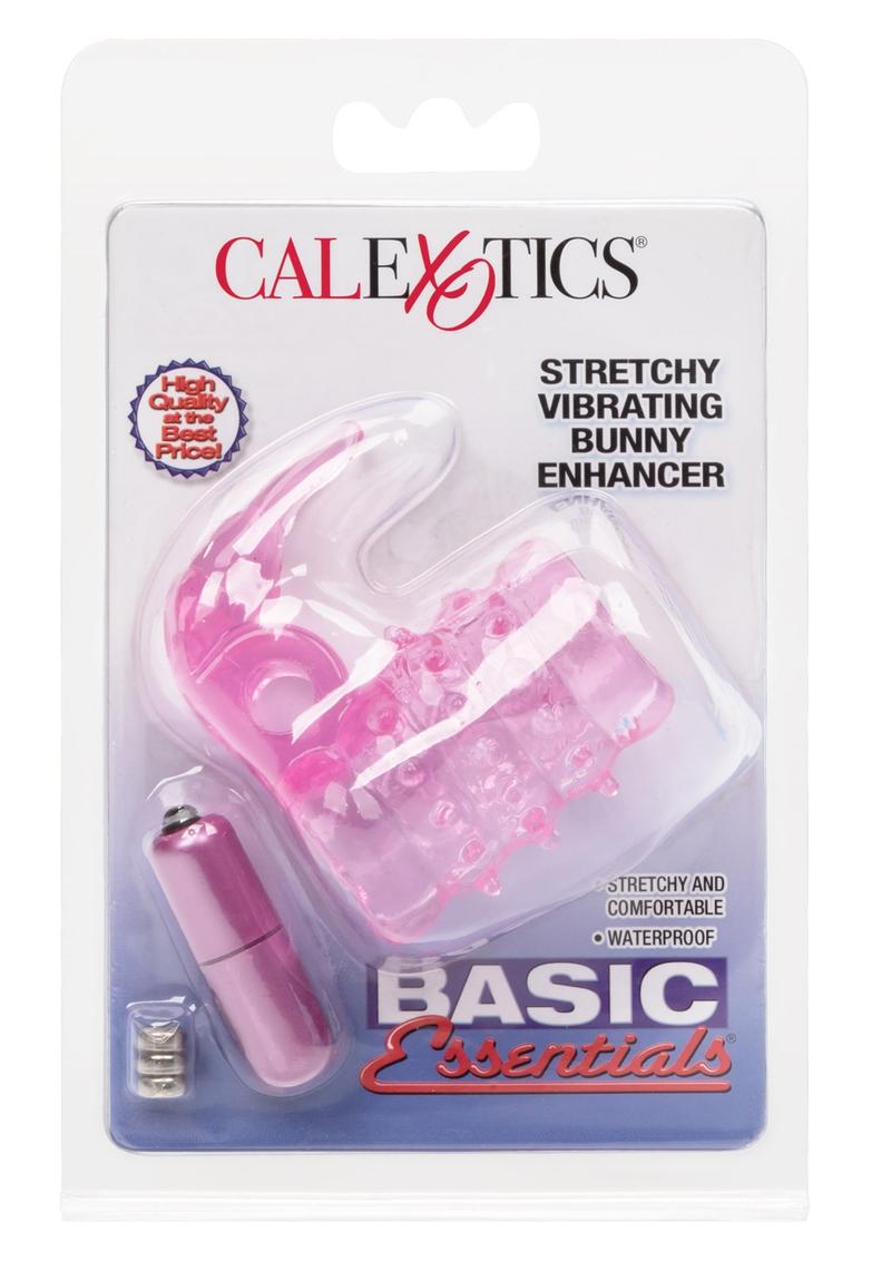 Cal X Basic Essentials Stretchy Vibrating Bunny Enhancer Cock Ring Pink