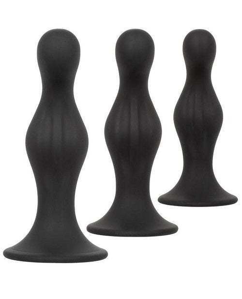 Silicone Anal Ripple Plug Kit (3 Piece) - Black