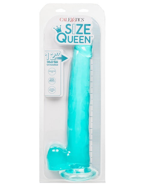 Size Queen Dildo with Balls 12in - Blue
