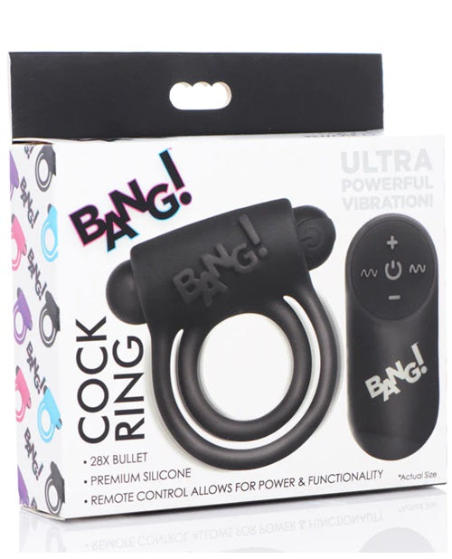 Bang! Silicone Rechargeable Cock Ring and Bullet with Remote Control