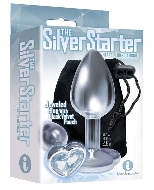 The 9's - The Silver Starter Bejeweled Heart Stainless Steel Plug - Diamond