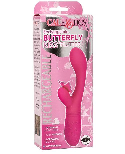 Rechargeable Butterfly Kiss Flutter Silicone Massager - Pink