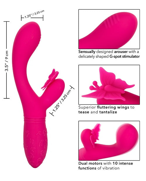 Rechargeable Butterfly Kiss Flutter Silicone Massager - Pink