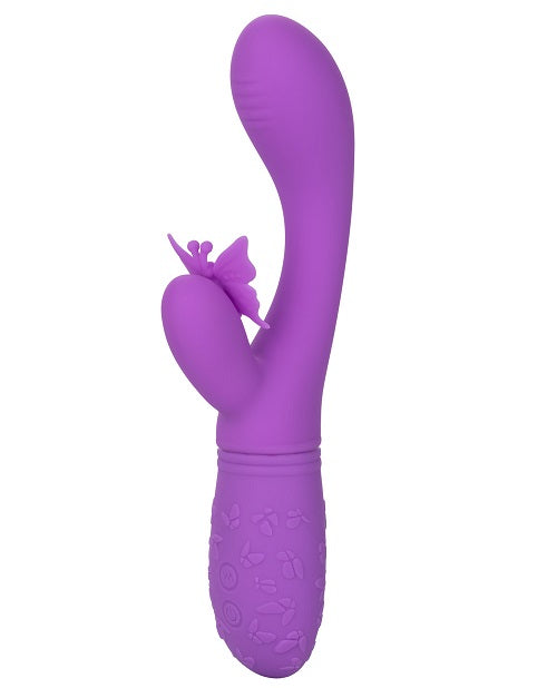 Rechargeable Butterfly Kiss Flutter Silicone Rabbit Vibrator - Purple