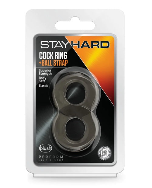 Stay Hard Cock Ring and Ball Strap - Black