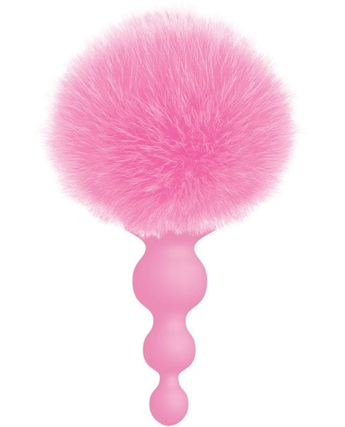 The 9's - Cottontails Silicone Beaded Bunny Tail Butt Plug - Pink