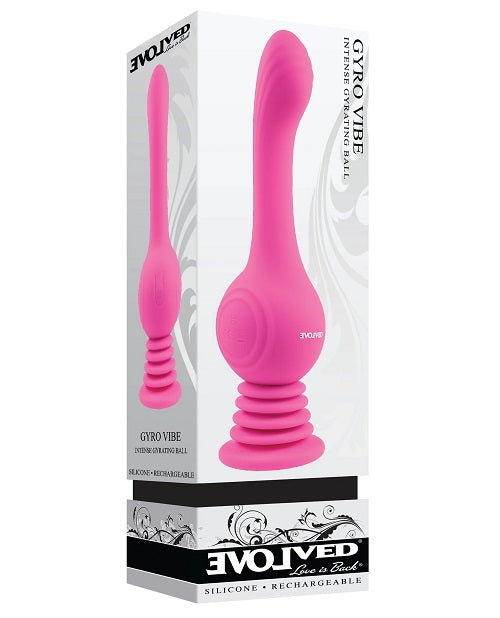 Gyro Vibe Rechargeable Silicone Vibrator with Suction Cup - Pink