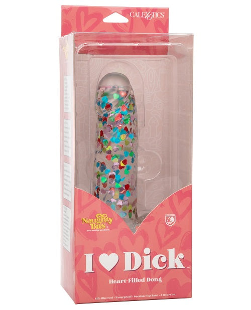 Naughty Bits I Love D Heart-Filled Dong - Clear