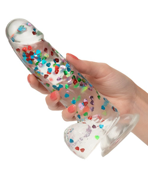Naughty Bits I Love D Heart-Filled Dong - Clear