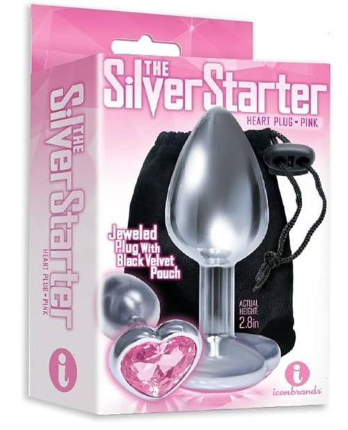 The 9's - The Silver Starter Bejeweled Heart Stainless Steel Plug - Pink