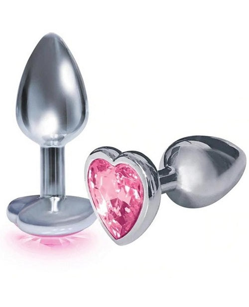 The 9's - The Silver Starter Bejeweled Heart Stainless Steel Plug - Pink
