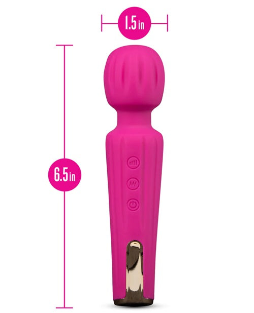 Lush Allana Velvet Rechargeable Silicone Wand Vibrator- Magenta/Rose Gold