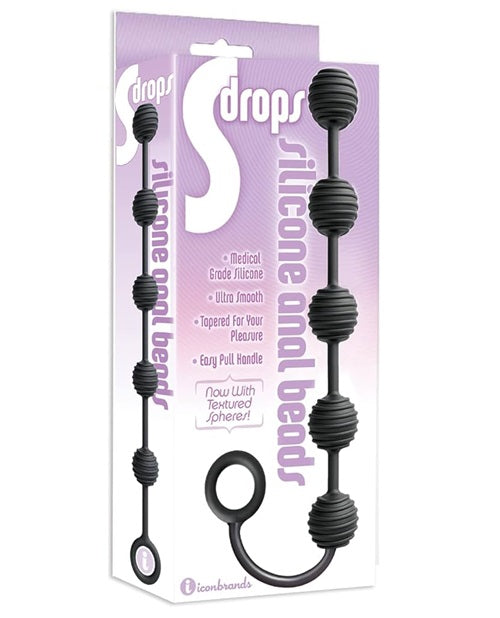 The 9's - S Drops Silicone Anal Beads - Black