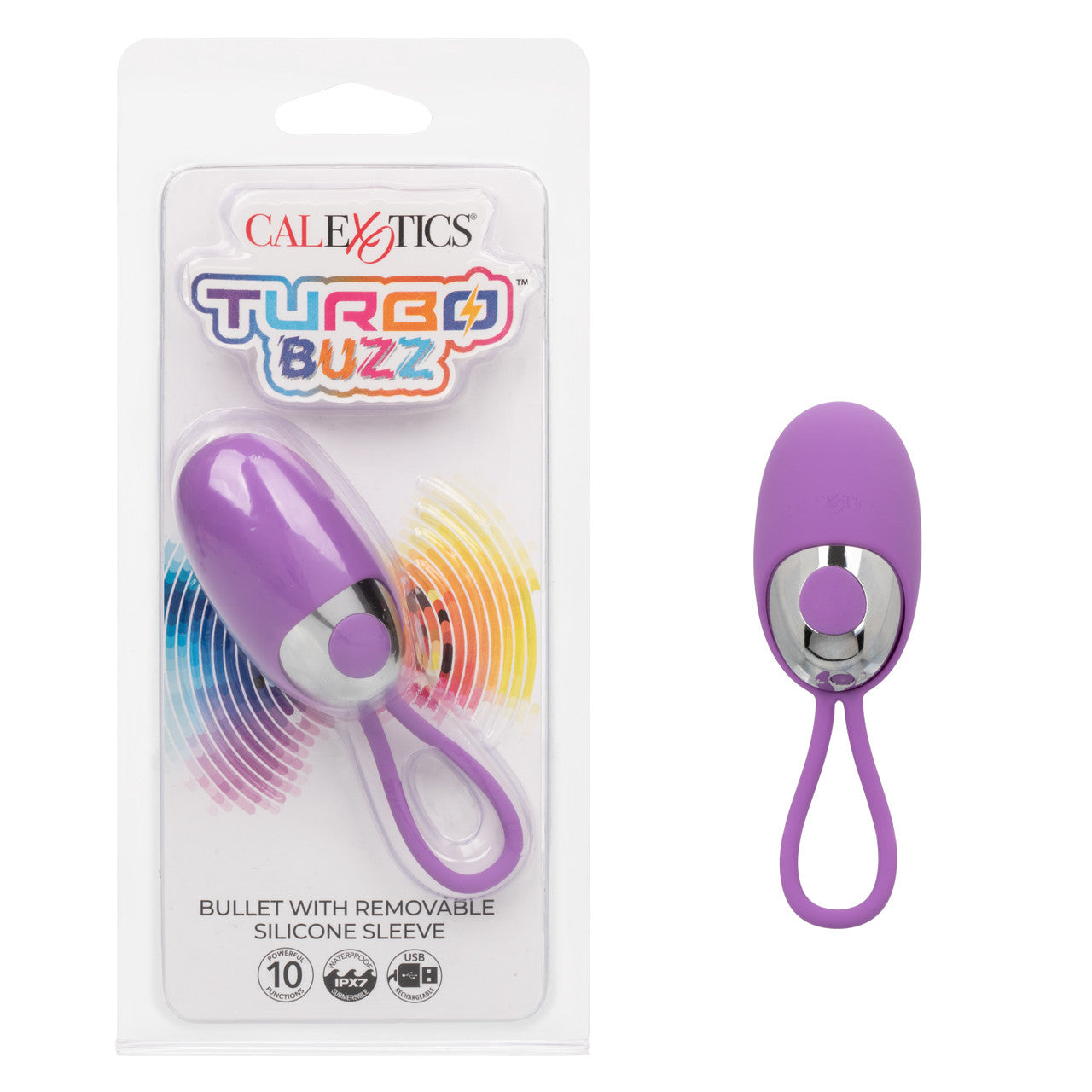 CAL X TURBO BUZZ BULLET W/ REMOVEABLE SILICONE SLEEVE - PURPLE