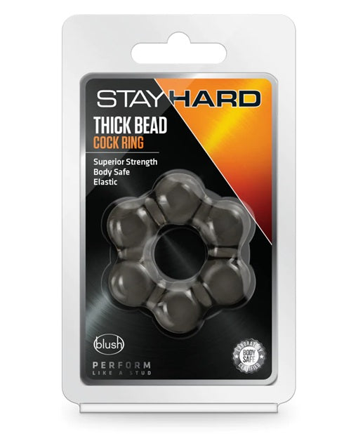Stay Hard Thick Bead Cock Ring - Black