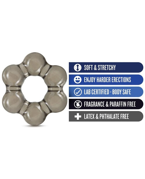 Stay Hard Thick Bead Cock Ring - Black