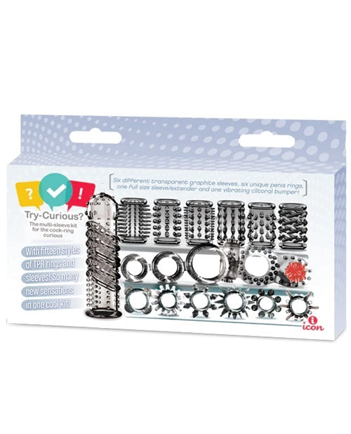 Try-Curious Cock Ring & Sleeve Set – Smoke