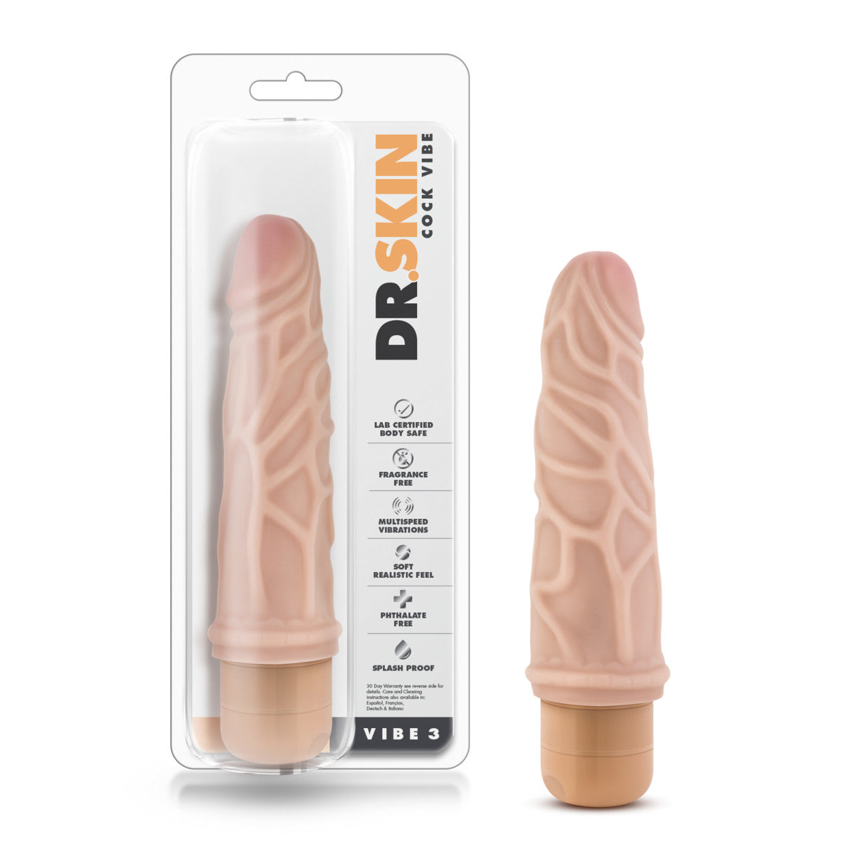 Dr. Skin - Cock Vibe 3 - 7.25 Inch Vibrating Cock - Beige