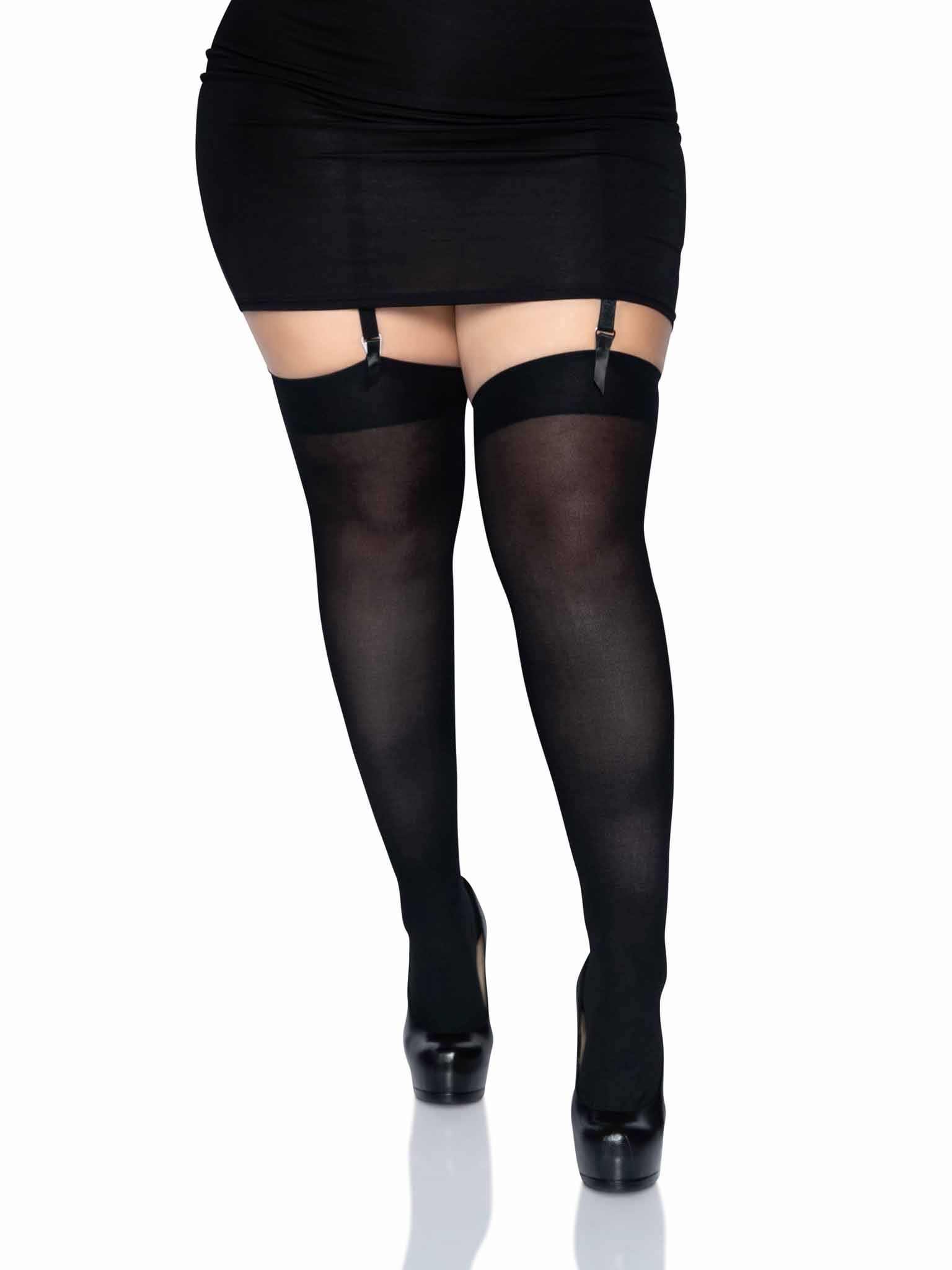 Opaque Thigh High Q/S - Queen Size / Black