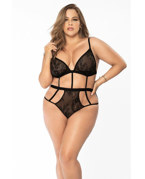 Black 2 in 1 Babydoll & Peek-A-Boo Teddy - Queen - 1X/2X