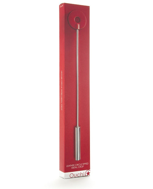 Ouch! Leather Circle Tipped Crop - Red