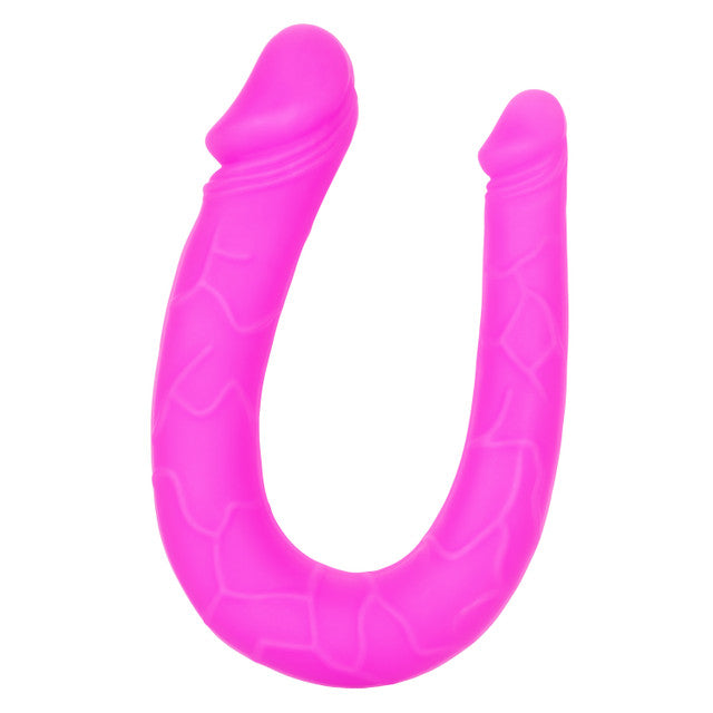 Silicone Double Dong AC/DC Dong Dual Penetration Non Vibrating Silicone Double Dong - Pink