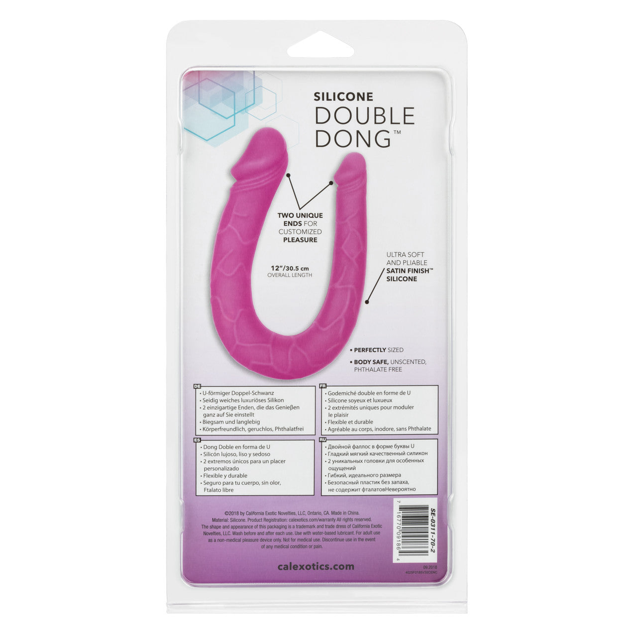 Silicone Double Dong AC/DC Dong Dual Penetration Non Vibrating Silicone Double Dong - Pink