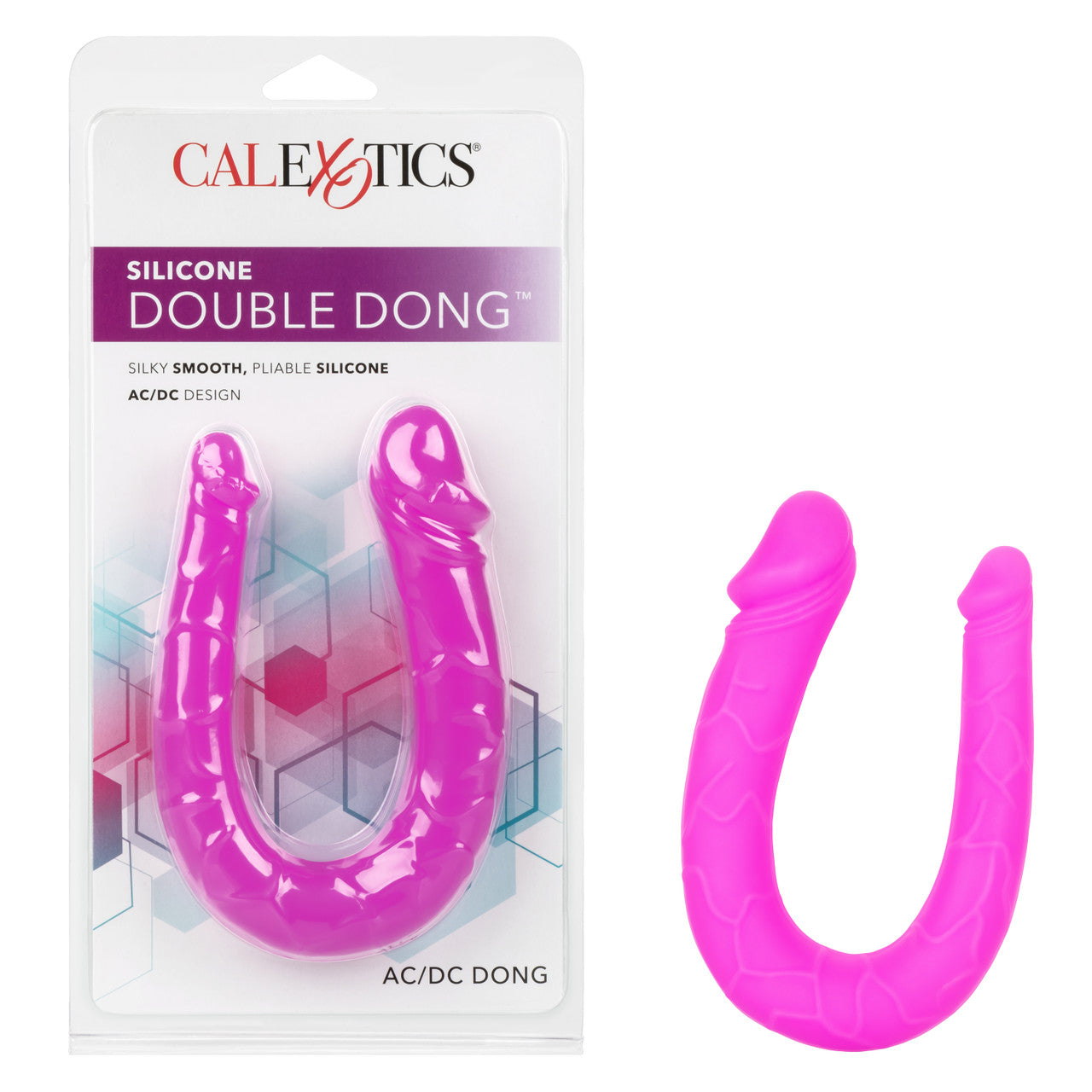 Silicone Double Dong AC/DC Dong Dual Penetration Non Vibrating Silicone Double Dong - Pink