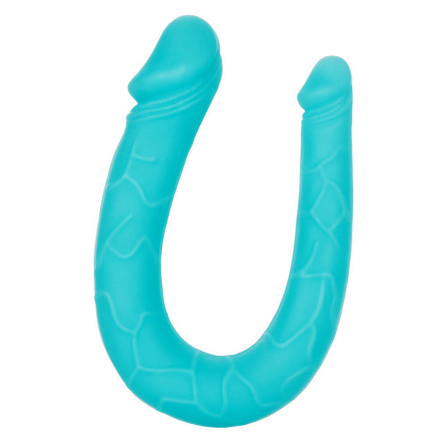 Silicone Double Dong AC/DC Dong Dual Penetration Non Vibrating Silicone Double Dong - Teal