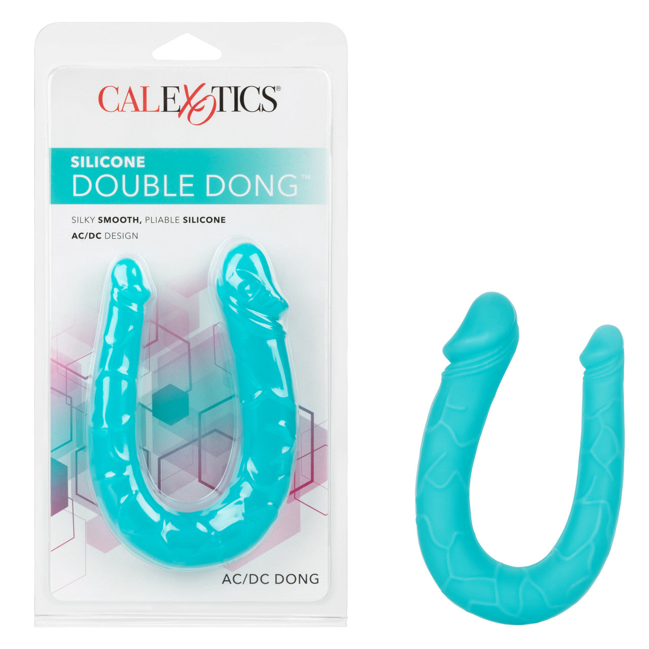 Silicone Double Dong AC/DC Dong Dual Penetration Non Vibrating Silicone Double Dong - Teal