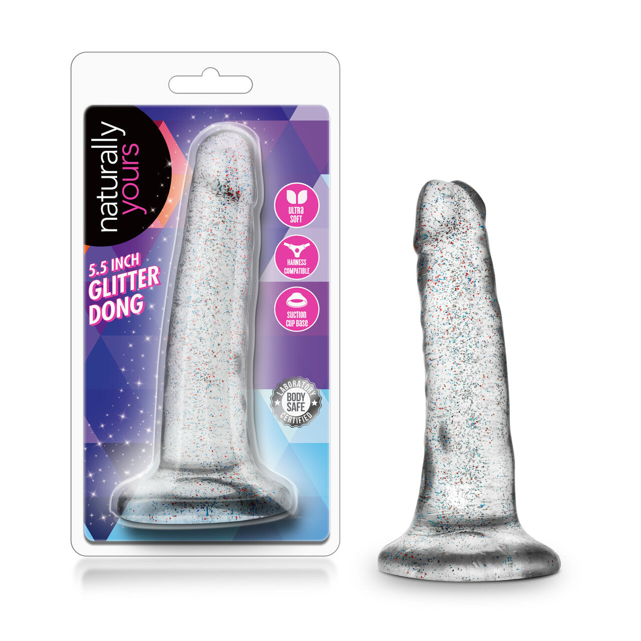 Naturally Yours - 5.5 inch Glitter Dong - Sparkling Clear