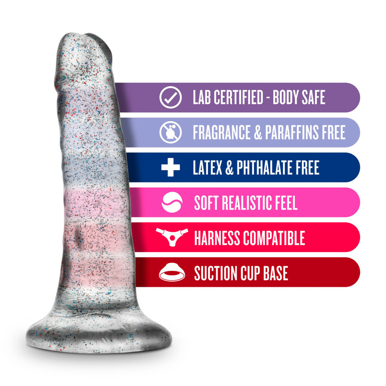 Naturally Yours - 5.5 inch Glitter Dong - Sparkling Clear