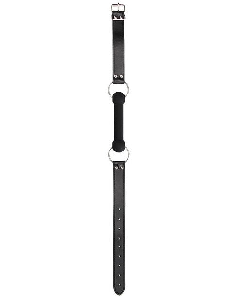Black & White Silicone Bit Gag with Adjustable Bonded Leather Straps - Black