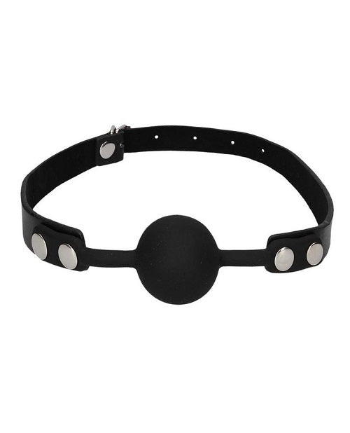 Black & White Silicone Ball Gag with Adjustable Bonded Leather Straps - Black