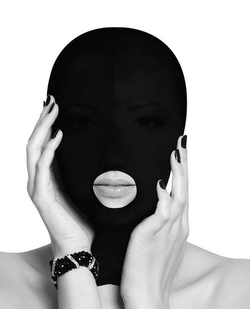 Black & White Submission Mask with Open Mouth - Black