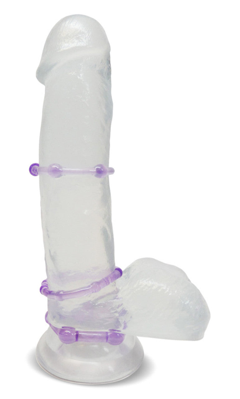 Blush Stay Hard Beaded Cock Rings 3 Pack - Blue