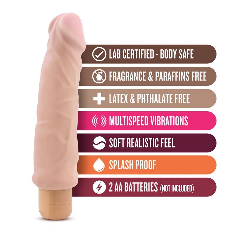 Blush X5 Plus Hard On Vibrating 9" Dildo - Beige