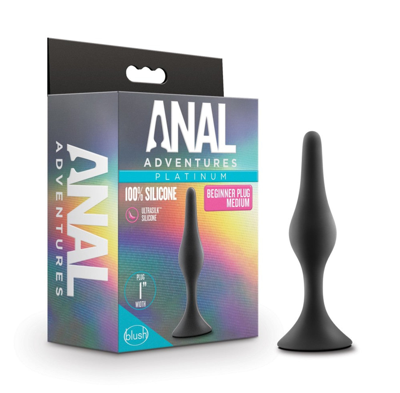 Anal Adventures Platinum - Silicone Beginner Plug - Medium - Black