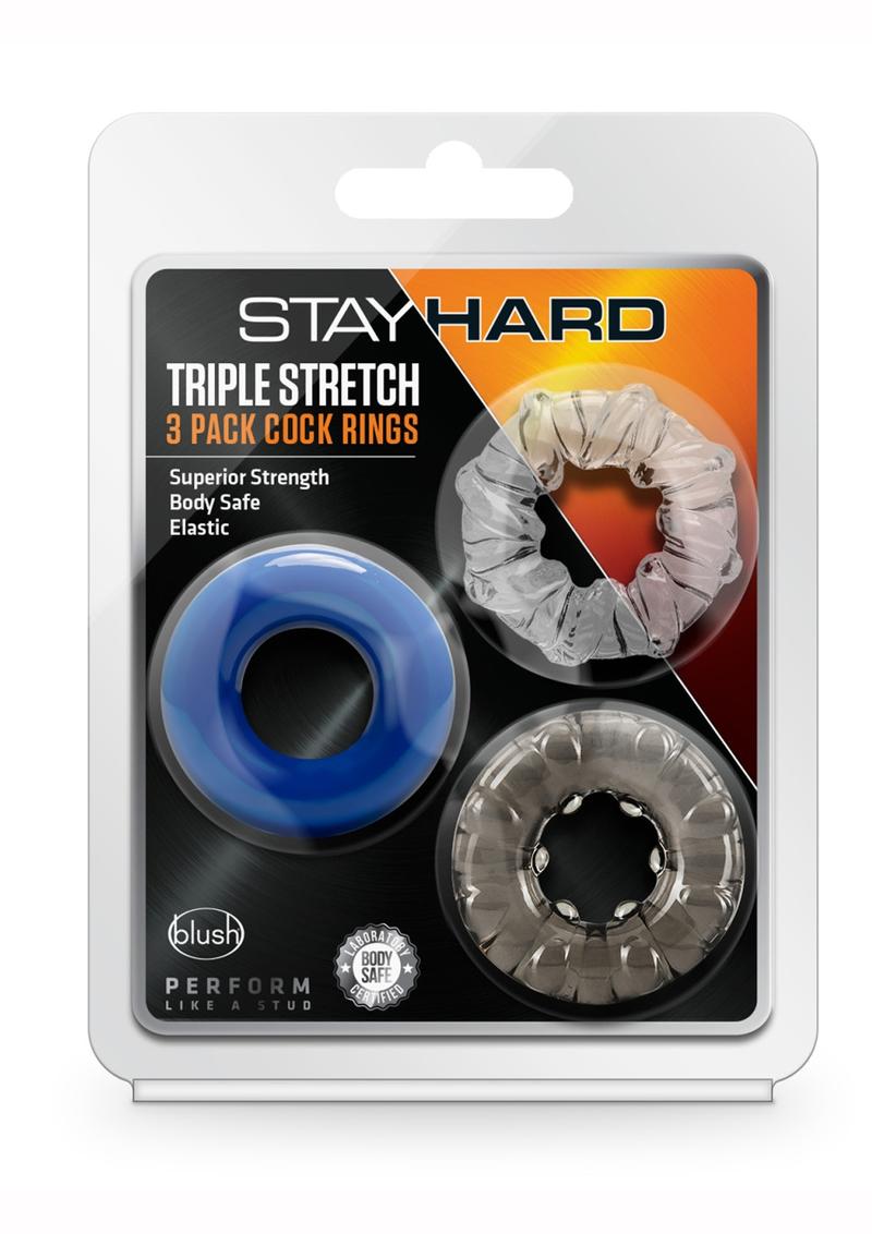 Stay Hard Triple Stretch Cock Rings - Pack of 3