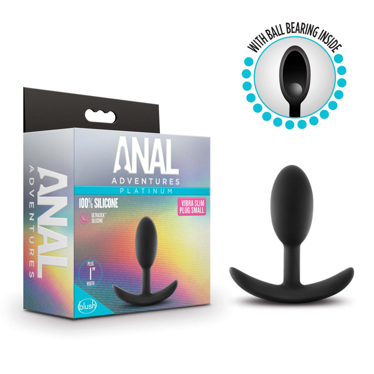 Anal Adventures Platinum - Silicone Vibra Slim Plug - Small - Black