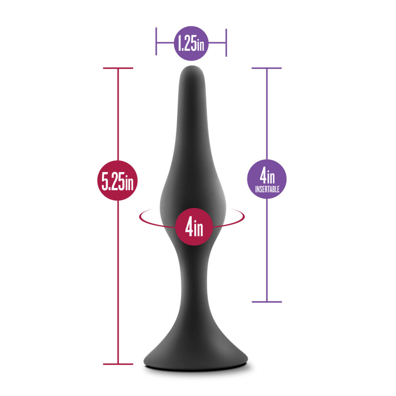 Anal Adventures Platinum - Silicone Beginner Plug - Large - Black