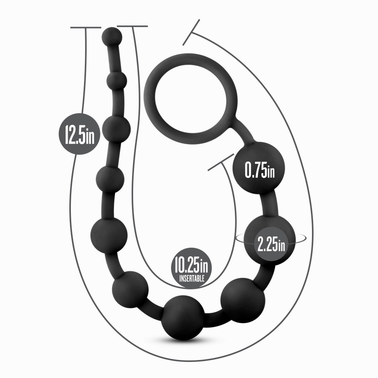 Anal Adventures Platinum - Silicone 10 Anal Beads - Black