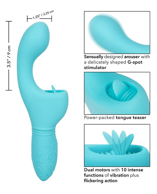 Rechargeable Butterfly Kiss Silicone Clitoral Flicker Vibrator - Blue