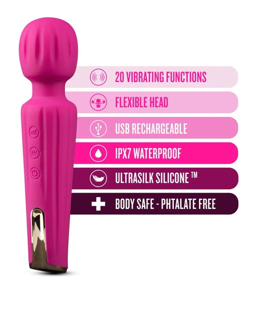 Lush Allana Velvet Rechargeable Silicone Wand Vibrator- Magenta/Rose Gold