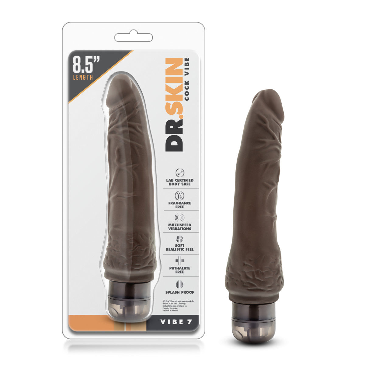 Dr. Skin - Cock Vibe 7 - 8.5 Inch Vibrating Cock - Chocolate