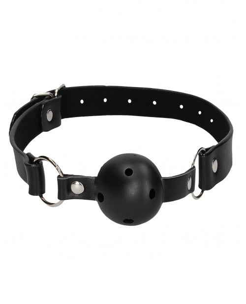 Black & White Breathable Ball Gag - With Bonded Leather Straps