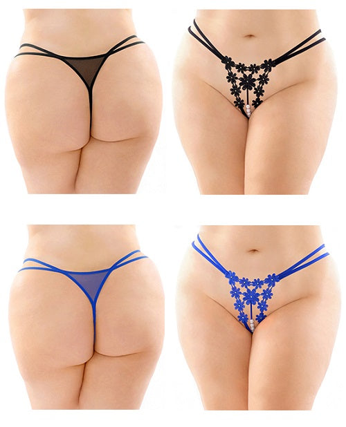 Aster Crotchless Flower Pearl Thong Q/S