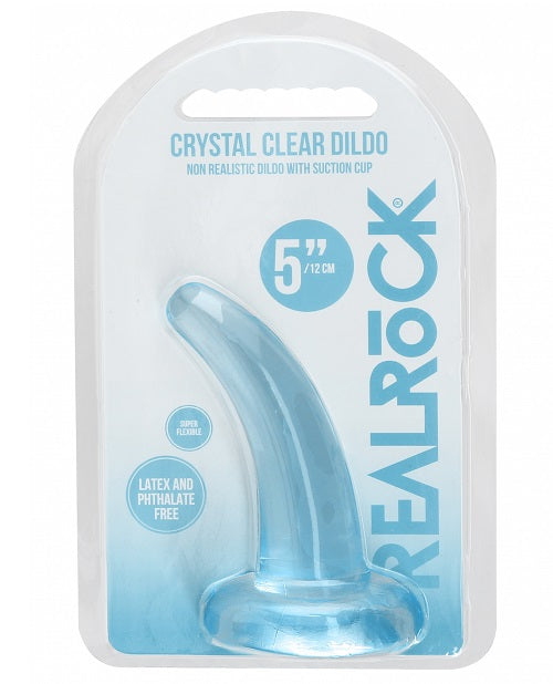 Realrock Crystal Clear Dildo W/ Suction Cup 5 in. Blue