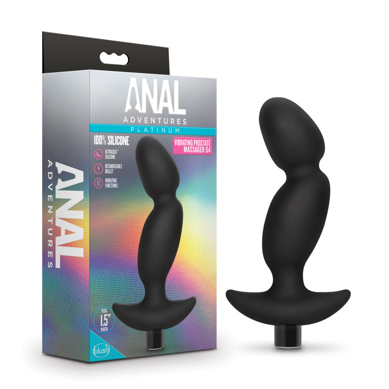 Anal Adventures Platinum - Silicone Vibrating Prostate Massager 04 - Black