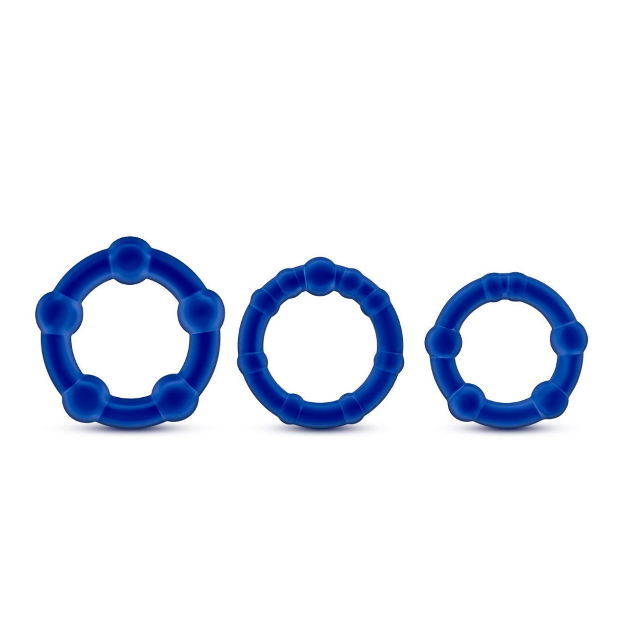Blush Stay Hard Beaded Cock Rings 3 Pack - Blue
